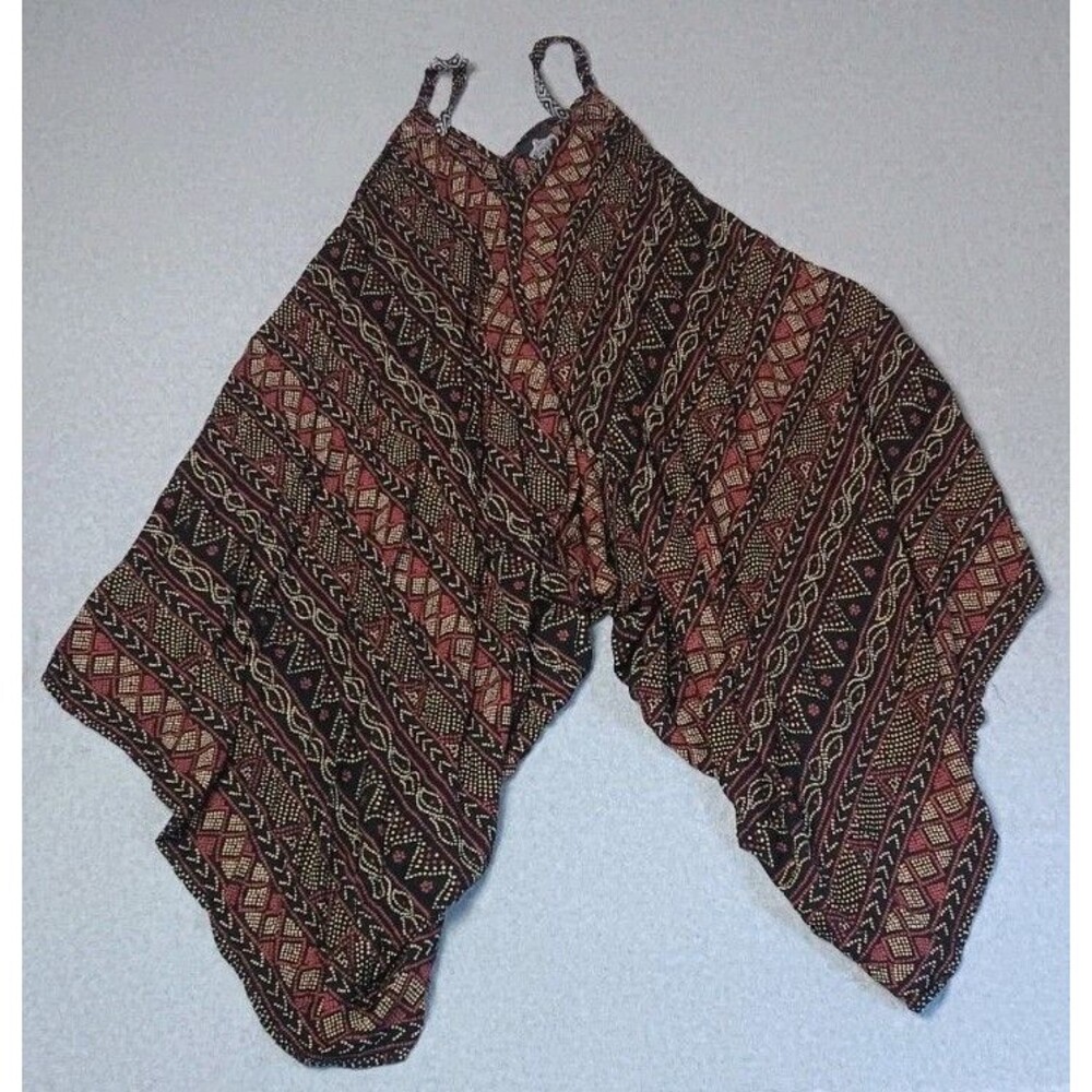 Angie Harem Jumpsuit Romper L Geometric Drop Crotch Lagenlook Hippie Festival